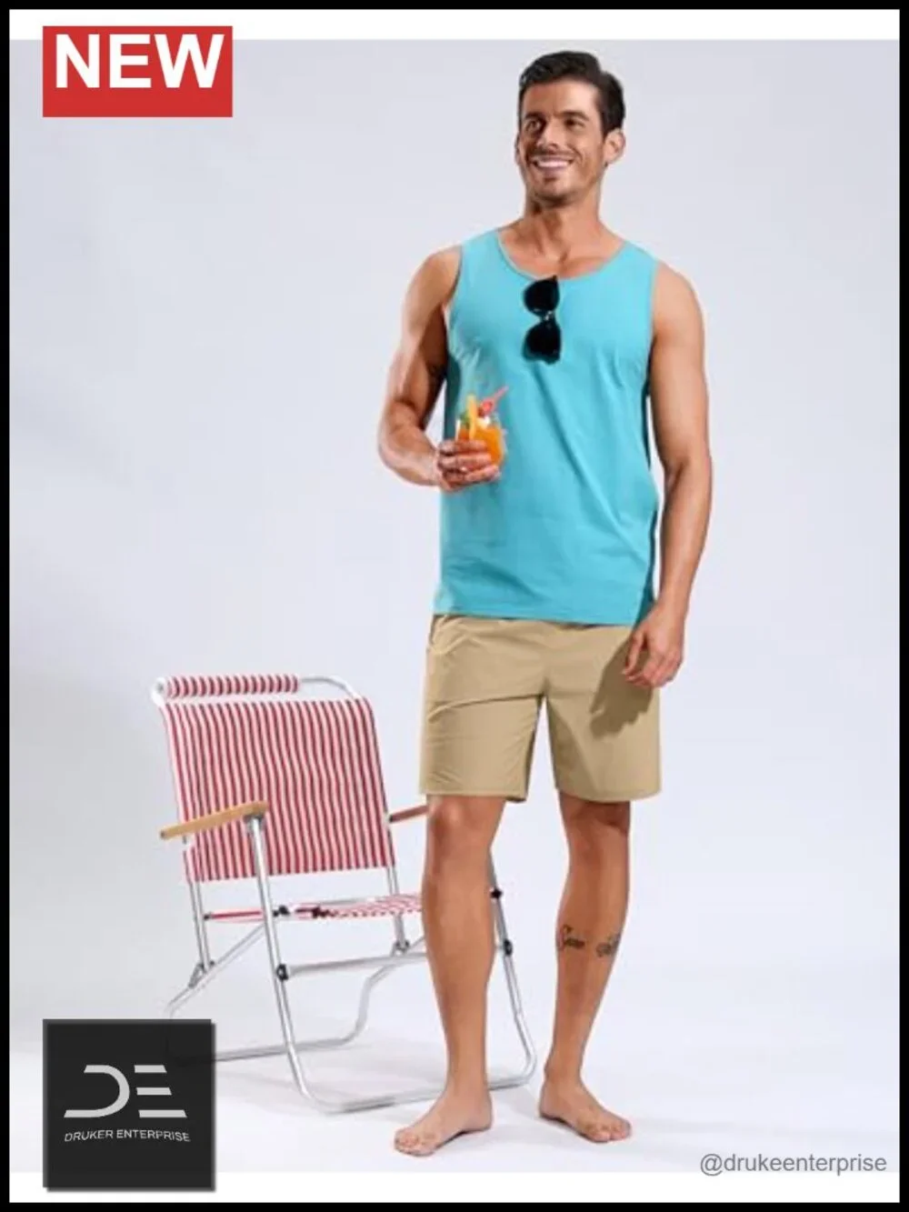 Mens Swim Trunks with Compression Liner Quick Dry Board Shorts Zipper Pockets